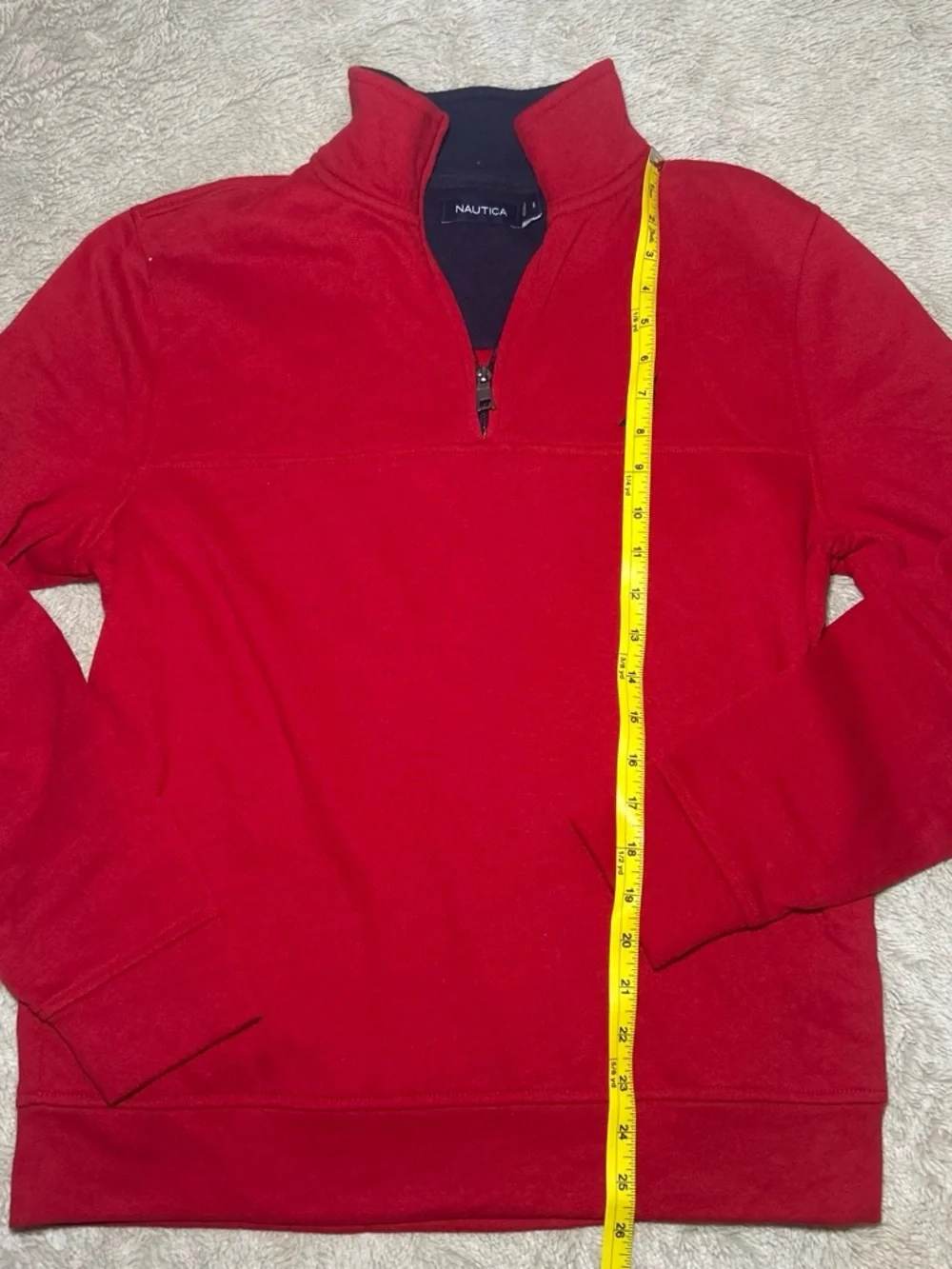 Nautica Men's Bright Red Half-Zip Fleece Pullover